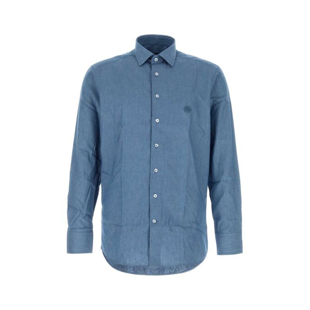 Etro Men Air Force Blue Chambray Shirt